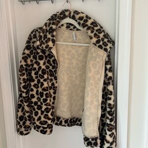 Z supply Leopard Print Faux Fur Jacket
